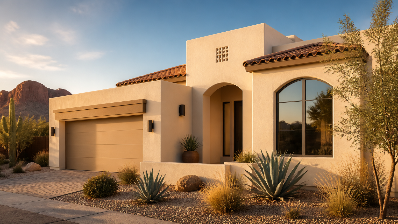 Warm-toned Southwest home with a polished stucco finish